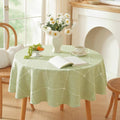 Zobesta Linen 70 Inch Round Table Cloth Green Plaid, Cotton Green Linen Green Tablecloth Round Boho Tablecloth for Outdoor, Party, Holiday, Picnic, Dining