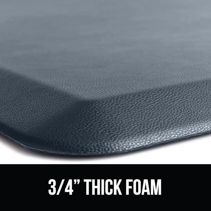 GORILLA GRIP Comfortable Cushioned Kitchen Mats for Floor, Waterproof and Stain Resistant Soft Top, 3/4 Inch Thick Ergonomic Standing Desk Anti Fatigue Mat, Foam Supports Ankles, Feet, 17x24, Charcoal