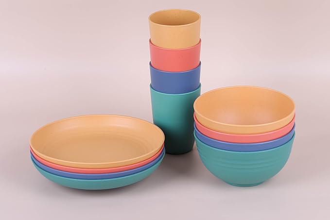 LuckyZone Unbreakable Cereal Bowls - 24 oz Reusable Wheat Straw Bowl Set of 6 - Dishwasher & Microwave Safe - Perfect for Cereal, Soup and Rice - BPA Free, Healthy & Eco-Friendly (6 Color_H)