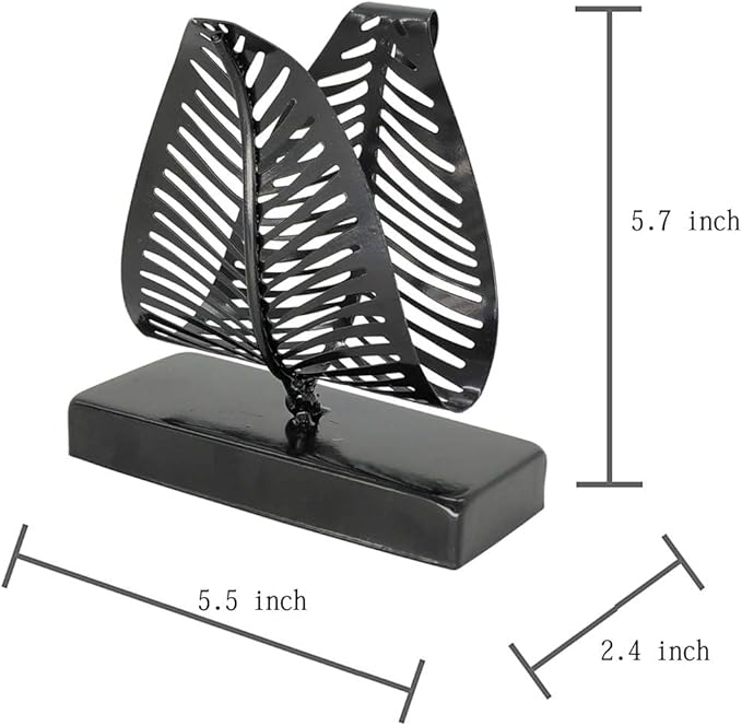 OwlGift Freestanding Modern Napkin Holder with Leaf Design, Tabletop Tissue Dispenser, Napkin Storage Organizer – Black