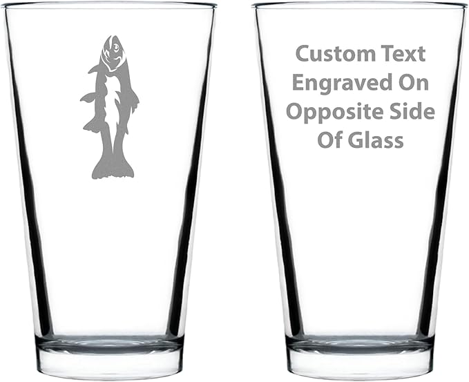 Custom Trout - Pint Glass for Beer - Trout Fishing Gifts for Fisherman - Fun Fish Cups & Lake House Decor - 16 oz