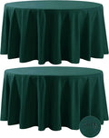Fokitut 2 Pack Waterproof Round Tablecloth, 108 Inch, Stain Resistant and Wrinkle Polyester Table Cloth, Fabric Table Cover for Kitchen Dining, Wedding, Party, Holiday Dinner-Hunter