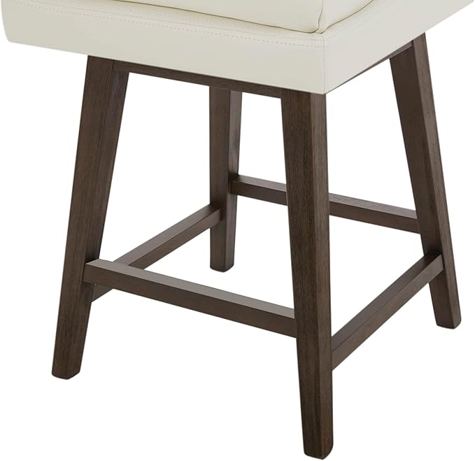 CHITA Counter Height Swivel Bar Stools Set of 4, FSC Certified Upholstered Faux Leather Barstool Chairs with Back, 26.8" H Seat Height, PU Leather in Pure White