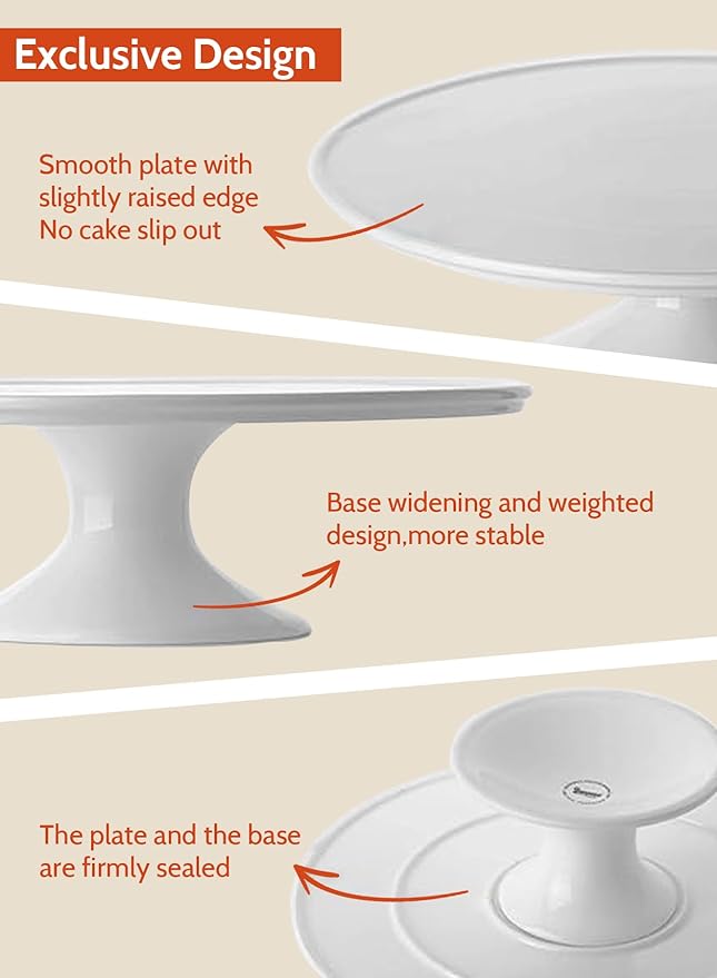 Sweese Porcelain Cake Stand 12-Inch, Round Dessert Display, Elegant White Cupcake Holder for Celebrations, Weddings, Parties – Versatile Serving Platter Premium