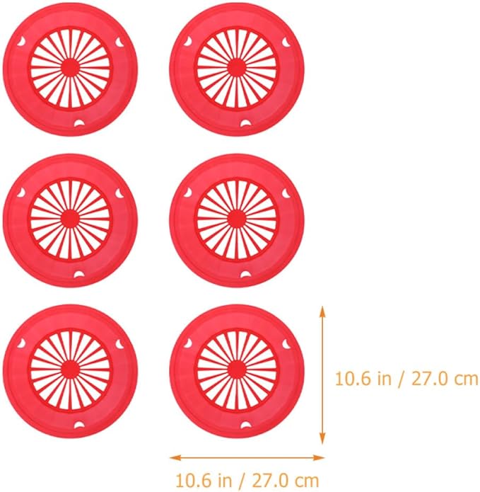 Bbq Hollow Serving Plates 6pcs Red Hollow-out Food Plates Reusable Party Picnic Supplies Commercial Food Serving Tableware