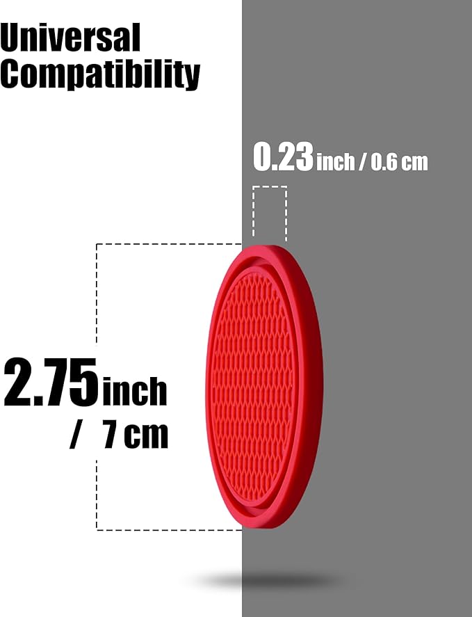 4 Pack Car Cup Coasters, Universal Non-Slip Silicone Cup Holder Inserts, Car Interior Accessories, Red