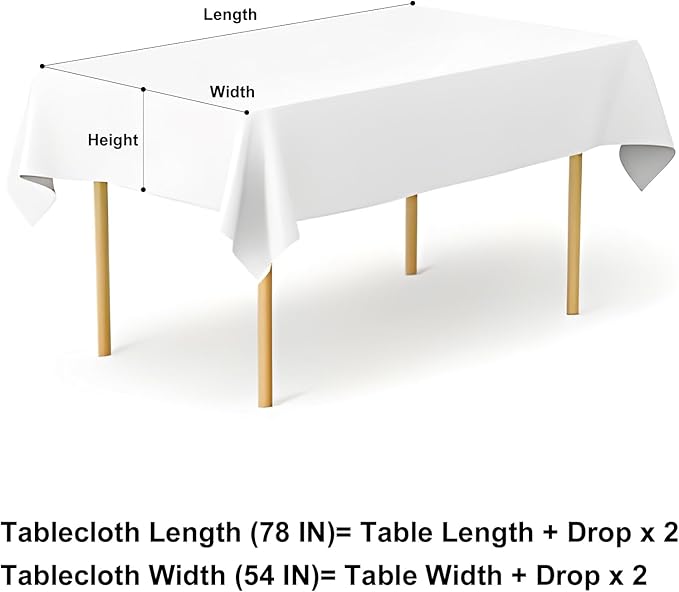 misaya Rectangle Waterproof Vinyl Table Cloth, Buffalo Flannel Backed Tablecloth, Wipeable Plastic Table Cover for Dinner, Kitchen, Outdoor (54" x 78", White and Navy)