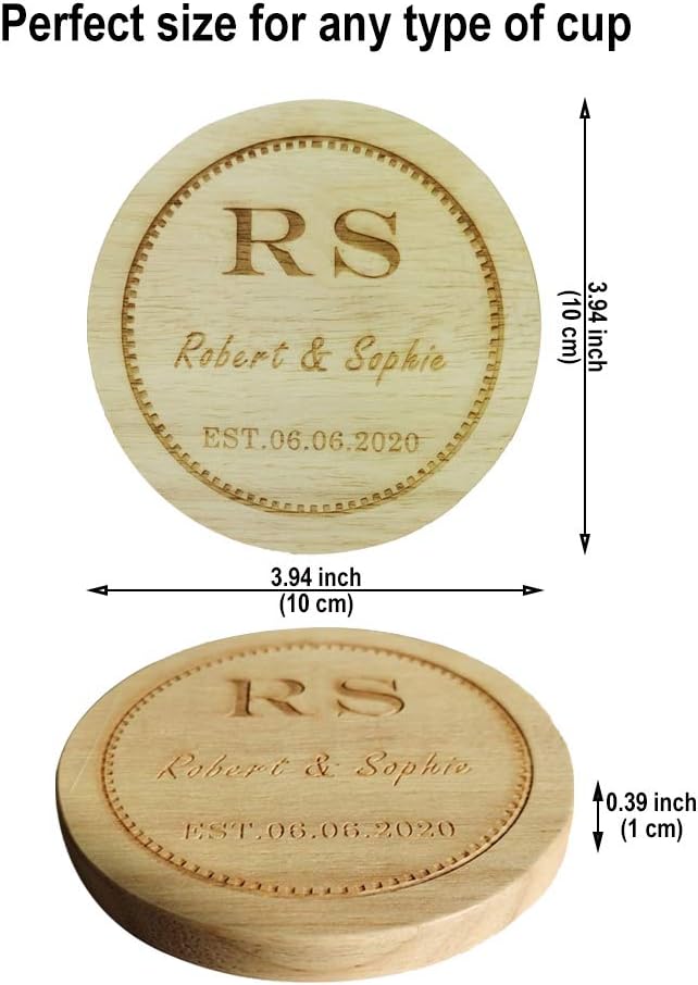 Personalized Wooden Coasters, Custom Engraved Monogram Coasters - Set of 6, Great Gifts