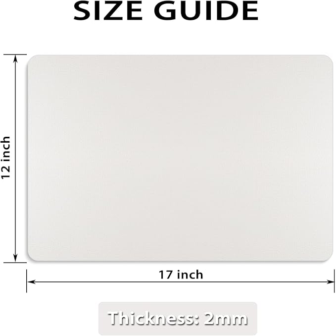 Placemats Set of 6 Washable, Heat Resistant Table Placemats Wipeable Faux Leather Place Mats Non Slip, Waterproof Square Table Mats for Indoor Outdoor, White