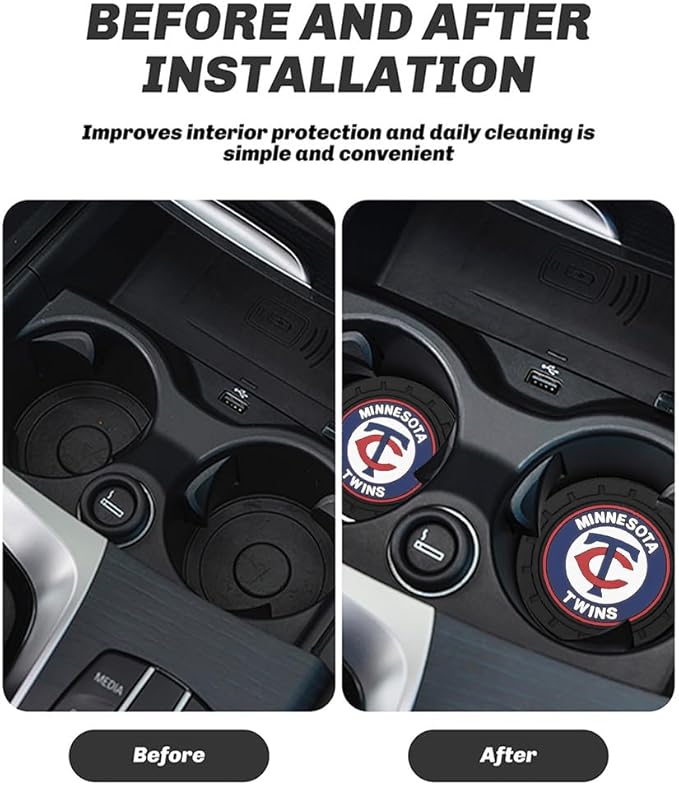 Silicone Twins Car Cup Holder Coasters,Baseball Fans Car Coasters for Minnesota Twins Fans, Non-Slip Universal Fit Cup Holder Insert