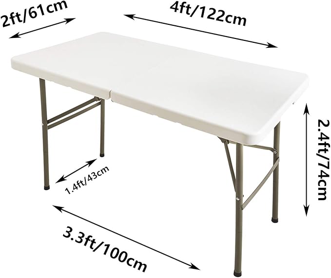 LZY Spandex Fitted Stretch Table Cover for 4ft or 6ft or 8ft Folding Table, Rectangular Cocktail Tablecloth, Perfect for Party or Banquet (4FT White)