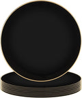 PARTY BARGAINS 13-Inch Charger Plates - 8 Pack, Organic Collection Black Gold Rim, Heavy-Duty Disposable Chargers for Elegant Dining - Ideal for Weddings and Formal Events