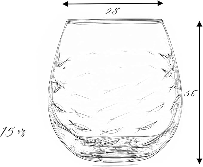 SHOSHIN Handmade Crystal Hand-cut Stemless wine glass (Fish set of 4)
