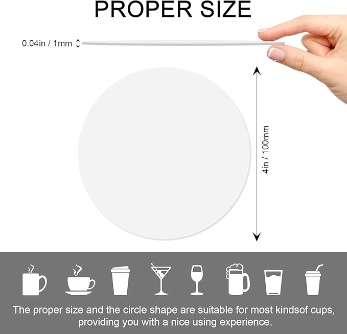 Disposable Paper Bar Coasters 400 Pcs White 4 Inch Coasters for Drinks ，Absorbent & Non Slip for Bars, Restaurants, Family Gathering DIY Crafts Arts Wedding Use (White)
