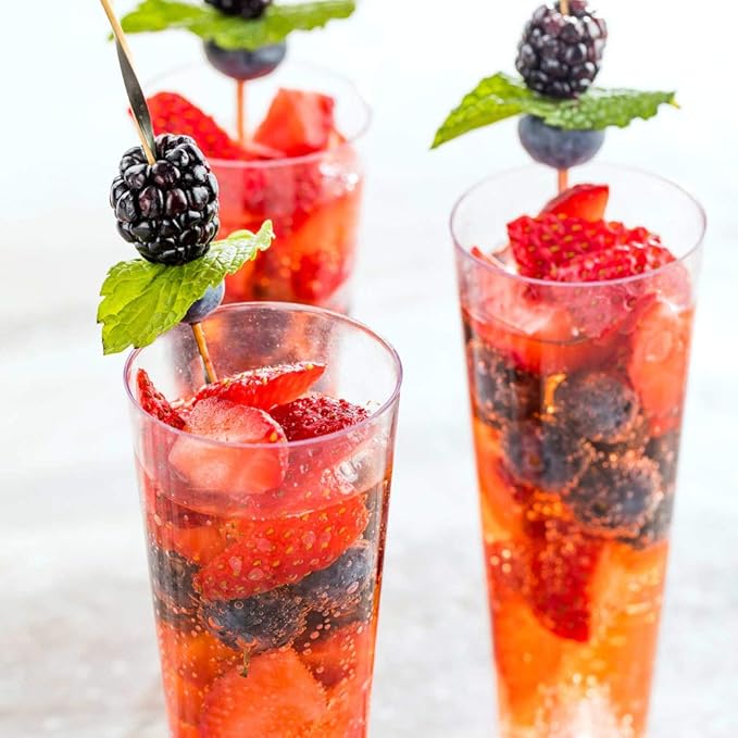 Restaurantware 4.5 Ounce Plastic Straight Wall Shooter Glasses 100 Tall Cocktail Glasses- Trays Sold Separately Clear Plastic Clear Champagne Glasses For Mimosas Sparkling Wines And Champagne