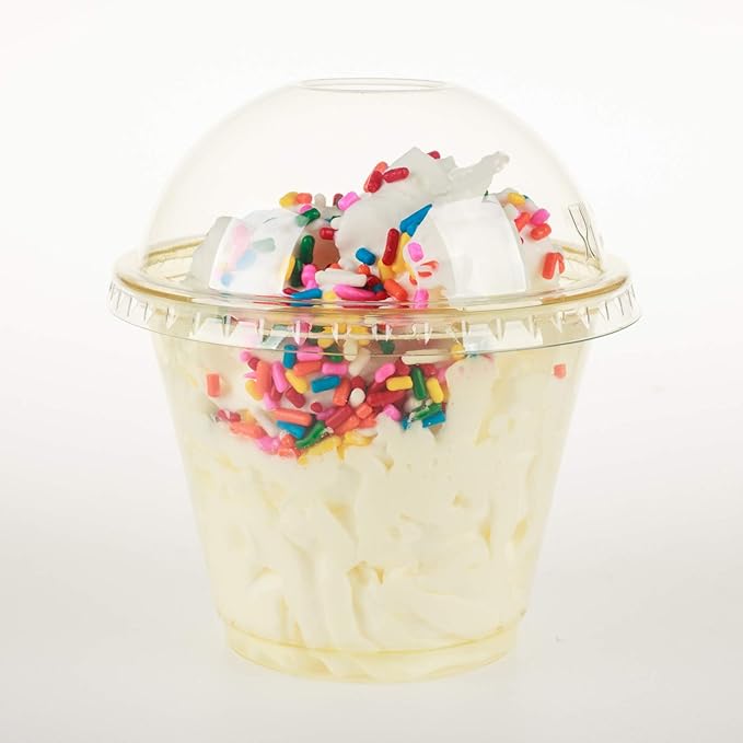 Golden Apple, 9oz-50sets Yellow Plastic Cups with Clear Dome lids No Hole