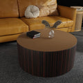 Round Table Pad, 1.8mm Thick, Dia.24 Inch, Leather Table Cover, Dining Table Protector, Mud Color + Champagne Gold