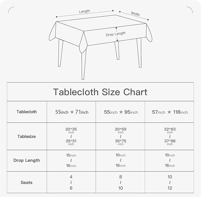 BALCONY & FALCON Gingham Table Cloth Rectangle – Machine Washable Wrinkle-Free Buffalo Checkered Tablecloth for 6ft 8ft Tables, Outdoor Picnic, Party, Kitchen Dining Decor (Black White, 55x95 Inch)