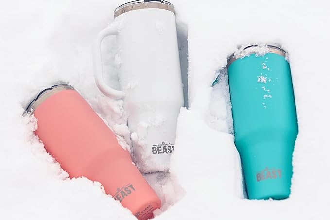 Beast 50 oz Tumbler with Handle Stainless Steel Vacuum Insulated Coffee Ice Cup Double Wall Travel Flask (Aqua Blue)