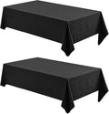 2 Pack Rectangle Tablecloth, 60x84 inch, Water Resistant Wrinkle Free Linen Textured Table Cloth Washable, Decorative Fabric Table Cover for Dining, Party and Camping, Black