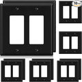 AIDA 2-Gang Decorative Wall Plates, 4.88" H x 4.94" L - Unbreakable Thermoplastic Faceplate Cover for Outlets and Switches, UL Listed - (10 Pack, Glossy Black)