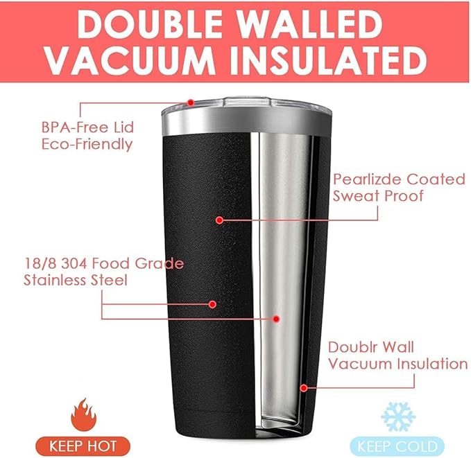 25 Pack 20oz Tumbler Vacuum Insulated Travel Mug with Lids, Stainless Steel Double Wall Bulk Cup for Home, Office, Outdoor Suitable for Vehicle Cup Holders White