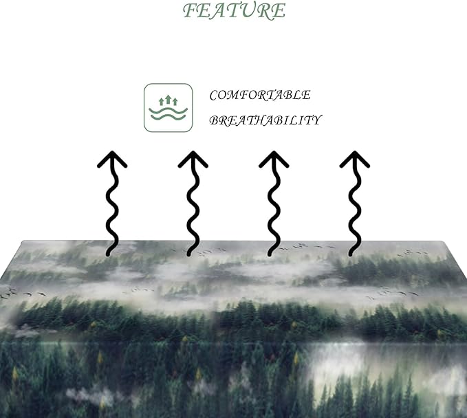 54x78 Inch Nature Rectangular Tablecloth Bird Fog Pine Tree Dreamland Table Cloth Waterproof Durable Table Cover for Holiday Picnic Outdoor BBQ Decor
