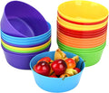 24-Pack Plastic Bowls 10 oz, Microwave & Dishwasher Safe, 6 Vibrant Colors (4 Each), Lightweight Stackable Bowls for Cereal, Salad, Soup, Snacks, Party, Camping