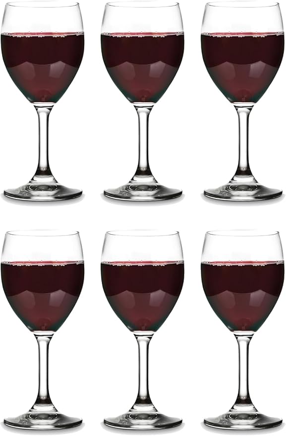 Vikko Wine Glasses, 15 Ounce Wine Glass, Set of 6 Stemmed Glasses for Red and White Wine, Thick and Durable Wine Glasses, Dishwasher Safe, Great Wedding, Holiday, Housewarming Gift