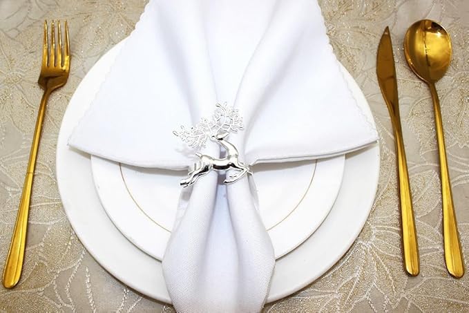 [New Napkin Rings Set of 8 Siliver Set of 8 Napkin Rings Christmas, Holidays, Thanksgiving (Deer-5)