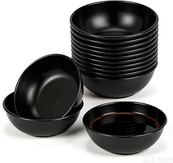 12 Pack 3.2 Inch Black Stainless Steel Dipping Bowls – Small Bowls for Dips, Soy Sauce, Condiments, Appetizers, Facial Bowl for Esthetician Use