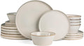Famiware Annecy Dinner Plates and Bowls Sets, Stoneware Dinnerware Sets, Dishes Set for 6, 18 Pieces Handmade Dishware Set - Microwave & Dishwasher Safe, Double Reactive Glaze Tableware, Grey-White