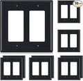 ELEGRP 2-Gang Decorative Wall Plates, Standard Size 4.53" H x 4.57" L Unbreakable Thermoplastic Faceplate Cover for Decorator Receptacle Outlet Switch, UL Listed (10 Pack, Glossy Black)