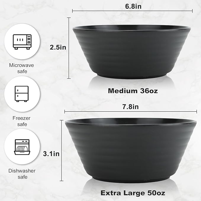 Wrova Wheat Straw Bowl Sets,6PCS Unbreakable Cereal Bowl 36 OZ,Microwave and Dishwasher Safe Bowls,Salad Bowls for Dorm,Apartment,Camping,Picnic (Deep Grey)