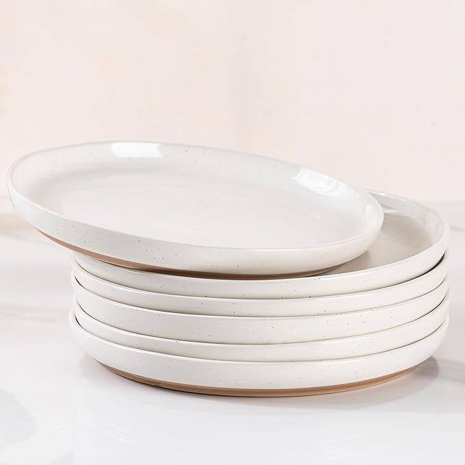 AmorArc Ceramic Appetizer Plates Set of 6, 8.25 Inch Handmade Stoneware Plates set for Dessert, Salad, Appetizer, Dinner, Microwave & Dishwasher Safe, Scratch Resistant