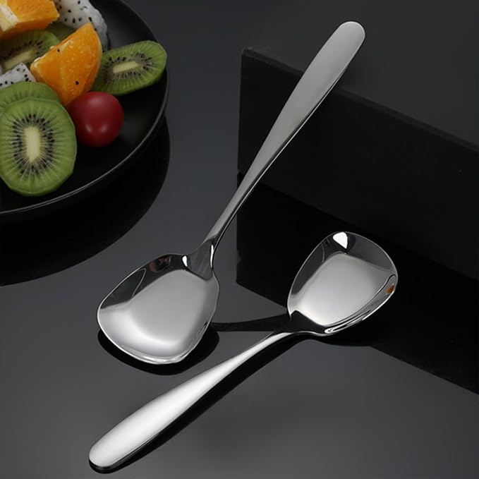 Square Head Spoons, Korean style Square Sugar Spoon,Thick Heavy Stainless Steel Soup Spoons Table Spoons Flat Square Spoon,7 Inch,Set of 4.