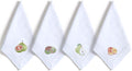 Bedding Craft Cotton Cloth Dinner Napkins Set of 12 – 18x18 Embroidered Motif with Hemstitched Design – Machine Washable Fabric Napkins for Weddings, Baby Showers, Christmas & Everyday Dining