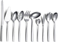 Silverware Serving Set 10 Pieces, Berglander Stainless Steel Flatware Serving Set, Serving Spoon, Silver Serving Utensil, Anti Rust(10 Pieces)