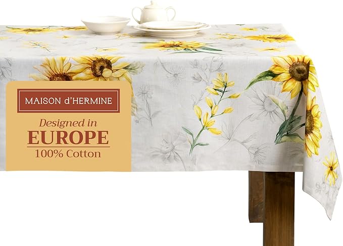 Maison d' Hermine Table Cloth Rectangle Table 100% Cotton 60 x 108 Inches Tablecloth Reusable Decorative for Dining Room Farmhouse Home Valentines Day Decorations Spring Summer - Candice