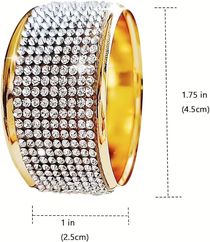 Gold Napkin Rings Set of 6, Thanksgiving Napkin Ring Holders,Silver Diamond Napkin Holder for Dining, Wedding, Christmas Napkin Rings,Party of Table Setting Home Decor