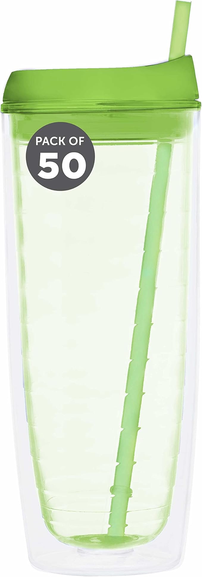 Custom Tall Orbit Acrylic Tumblers 20 oz. Set of 50, Personalized Bulk Pack - Perfect for Iced Coffee, Soda, Other Hot & Cold Beverages - Lime Green