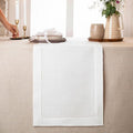 D'Moksha Homes Linen White Table Runner 108 Inches Long - 100% Pure Linen 14 x 108 Inch Table Runner for Valentines, Spring, Easter - Classic Hemstitch