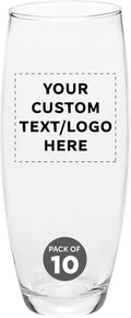 DISCOUNT PROMOS 10 ARC Stemless Champagne Flutes Set, 9 oz. - Customizable Text, Logo - Cachet, Glassware, Cocktails - Clear