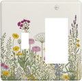 Light Switch Cover Wildflower Botanical Plant Herbs Flower 2 Gang Toggle Rocker Combo Socket Cover Wall Plates Decorative Switch Plates and Outlet Covers for Bathroom Livingroom Decor