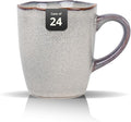 Organic Shape Highland Ceramic Mug, 24pcs 12oz Handmade Reactive Glaze Stoneware Coffee Mug with Wavy Edge, for Kitchen, Microwave & Dishwasher Safe, Scratch Resistant-grey