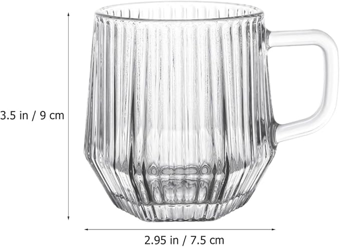 6pcs Ribbed Glass Mugs with Handles, Sturdy Household Water Cups for Coffee, Tea, Beer, and Juice, Creative Reusable Glassware Set for Office and Home Use