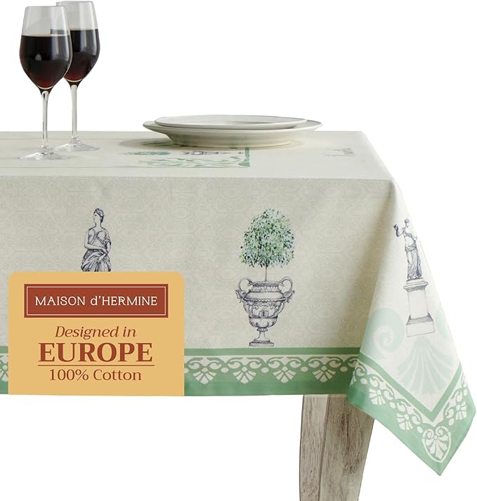 Maison d' Hermine Table Cloth Rectangle Table 100% Cotton 60 x 120 Inches Tablecloth Reusable Decorative for Dining Room Farmhouse Home Valentines Day Decorations Spring Summer - Jardin Du Roy