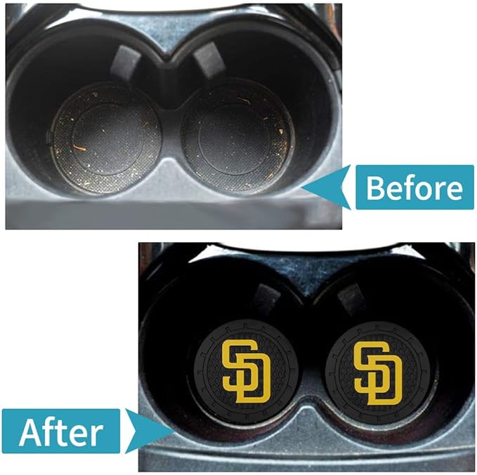 Silicone Padres Car Cup Holder Coasters,Baseball Fans Car Coasters for San Diego Padres Fans, Non-Slip Universal Fit Cup Holder Insert