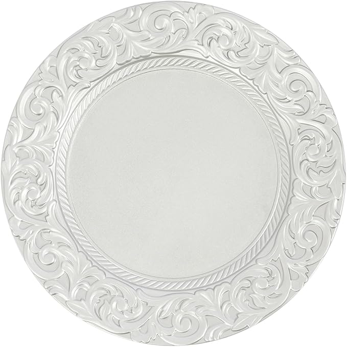 150 Pcs Charger Plates Set, Round Charger Plates, Reusable Serving Plates Embossed Rim Plastic Chargers Plate Decorative Round Plate Chargers for Dinner Plate Table Wedding Shower Decoration