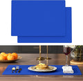 2-Pack Extra Thick Silicone Counter Mats - 24”x16” Large Heat Resistant Kitchen Countertop Protector, Non-Slip Hot Pad Trivet for Air Fryer, Hot Pots & Pans, Coffee Maker(Blue)
